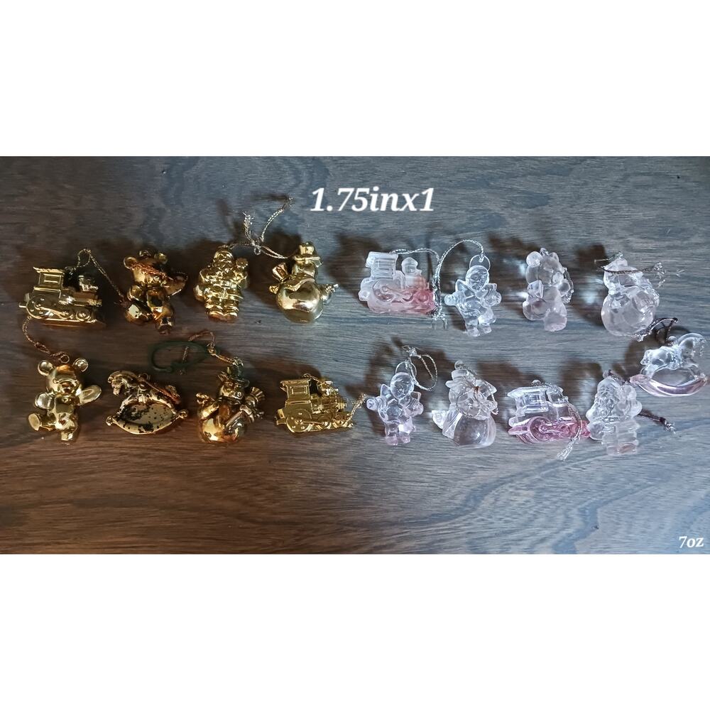 Vintage Christmas Miniature Gold Clear Ornaments